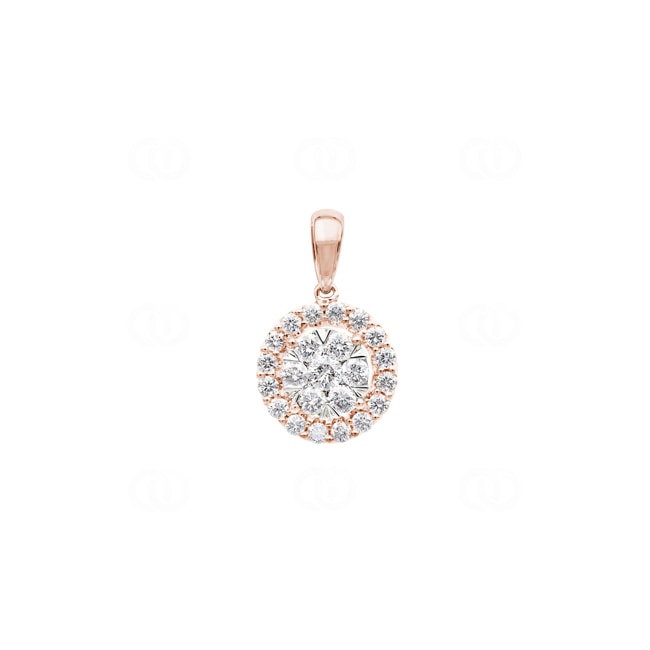 1.00ct Diamond Halo Pendant 750/18 K Rose Gold - AN-69257-RG