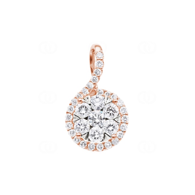 1.00ct Diamond Halo Pendant 750/18 K Rose Gold - AN-69294-RG