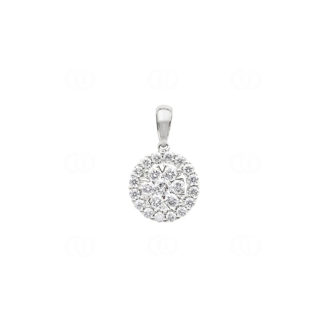 1.00ct Diamond Halo Pendant 750/18 K White Gold - AN-69257-WG