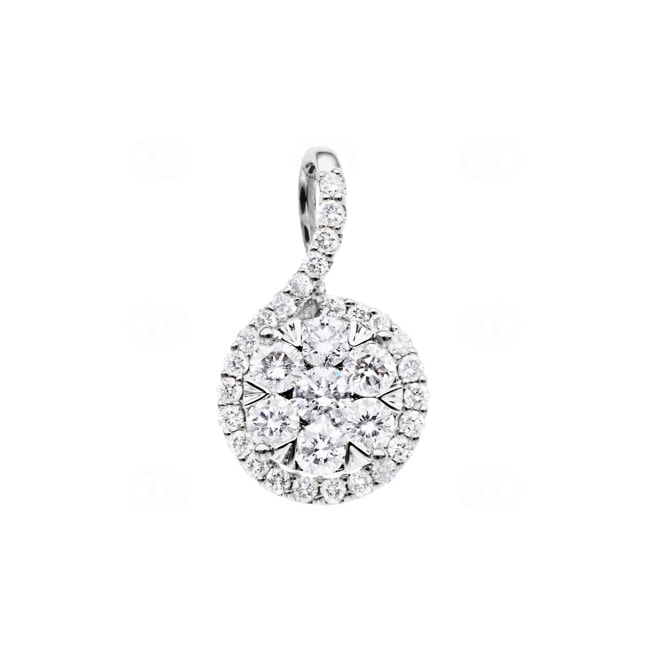 1.00ct Diamond Halo Pendant 750/18 K White Gold - AN-69294-WG