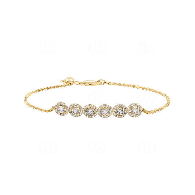 1.00ct Diamond Halo Bracelet 750/18 K Yellow Gold - AR-69526-GG
