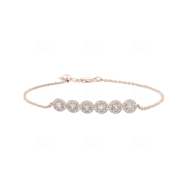 1.00ct Diamond Halo Bracelet 750/18 K Rose Gold - AR-69526-RG