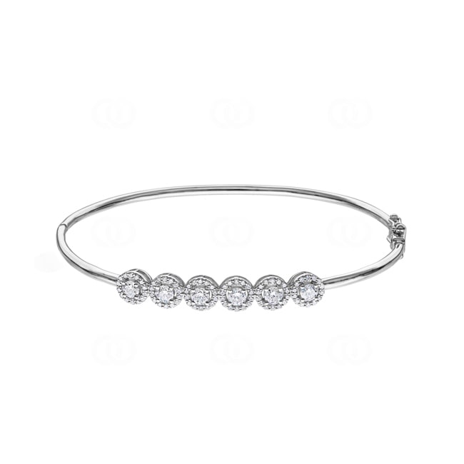 1.00ct Diamond Halo Bangle 750/18 K White Gold - AR-69528-WG