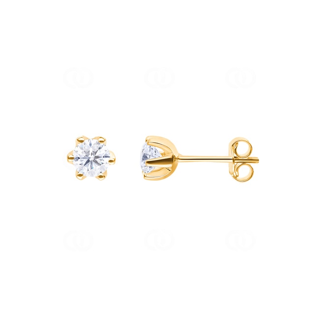 1.00 carats diamants GIA clous d'oreilles solitaire or jaune 750/18 ct en 6 griffes - CGOR002-050-GG