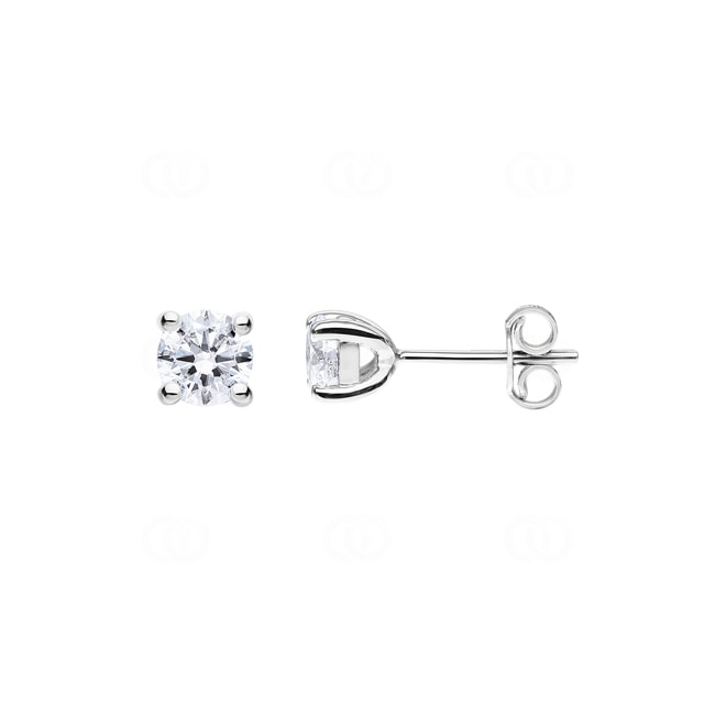 1.00ct GIA Diamond Solitaire Stud Earrings 750/18 K White Gold in 4 Prongs - CGOR001-050-WG