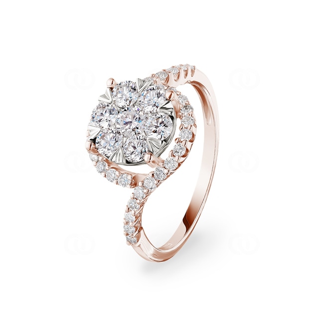 1.01ct Diamond Halo Engagement Ring 750/18 K Rose Gold - RI-69293-RG