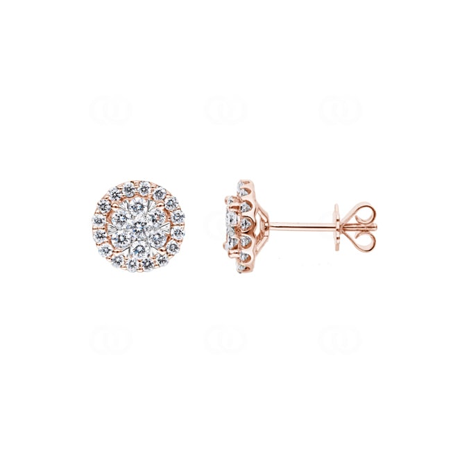 1.01 carats diamants clous d'oreilles halo or rosé 750/18 ct Ø 10mm 1.01 carats diamants clous d'oreilles halo or rosé 750/18 ct Ø 10mm - OR-69226-RG