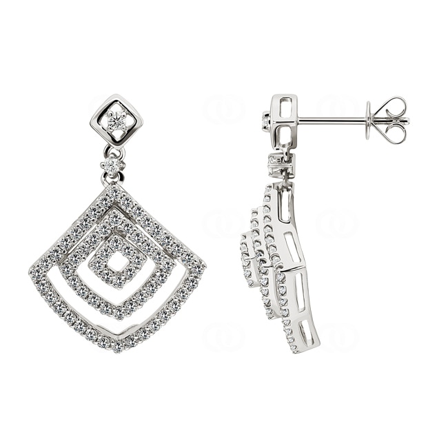 1.10ct Diamond Stud Earrings 750/18 K White Gold - OR-27428-WG