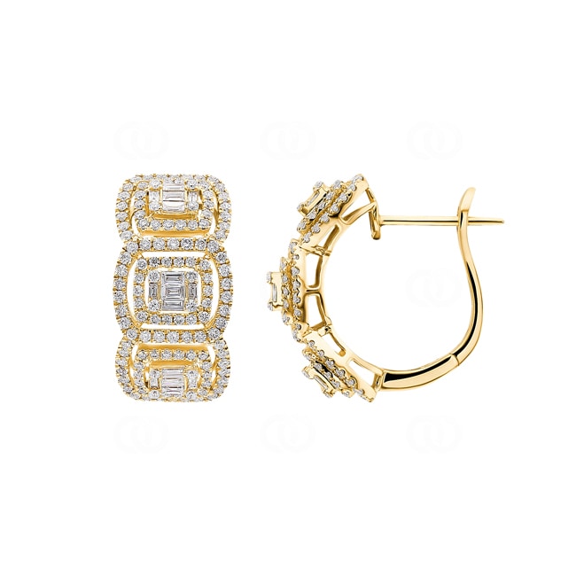 1.17ct Diamond Hoop Earrings 750/18 K Yellow Gold - OR-10420-GG