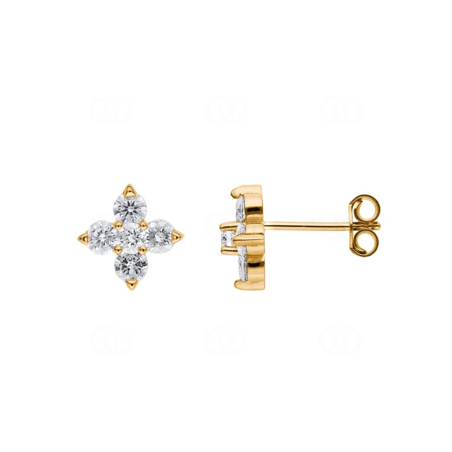 1.20ct Diamond Stud Earrings 750/18 K Yellow Gold - EO7GG