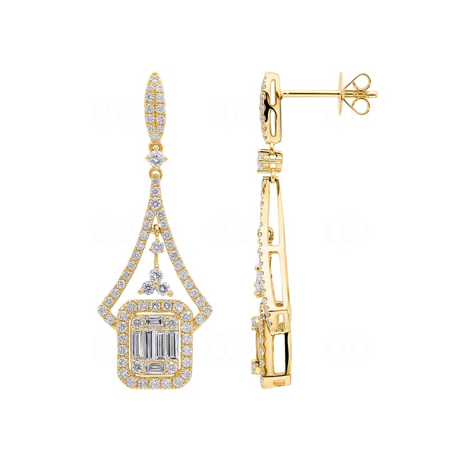 1.35 Karat Diamantohrhänger 750/18 K Gelbgold - OR-08006-GG