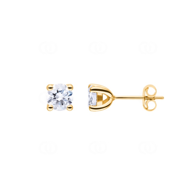 1.40 carats diamants GIA clous d'oreilles solitaire or jaune 750/18 ct en 4 griffes - CGOR001-070-GG