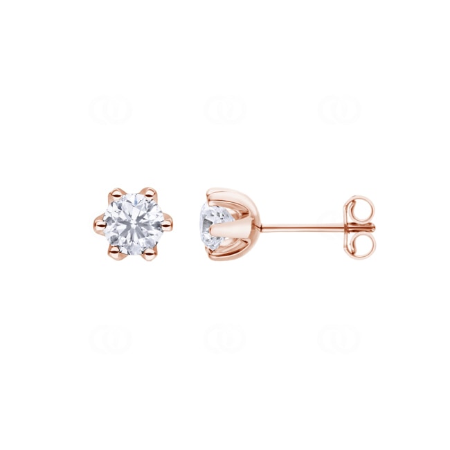 1.40 carats diamants GIA clous d'oreilles solitaire or rosé 750/18 ct en 6 griffes - CGOR002-070-RG