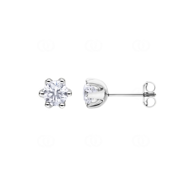 1.40ct GIA Diamond Solitaire Stud Earrings 750/18 K White Gold in 6 Prongs - CGOR002-070-WG