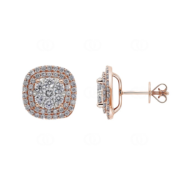 1.50ct Diamond Stud Earrings 750/18 K Rose Gold - OR-69548-RG