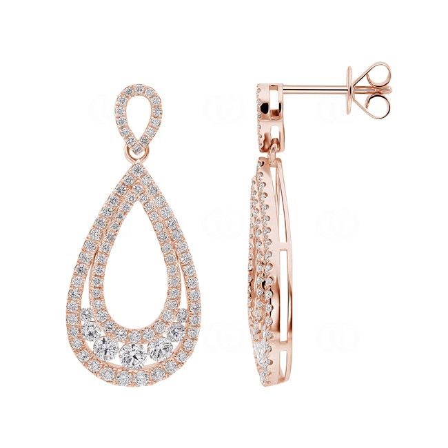 1.53 carats diamants boucles d'oreilles or rosé 750/18 ct - OR-118310-RG