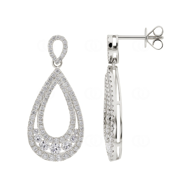 1.53 carats diamants boucles d'oreilles or gris 750/18 ct - OR-118310-WG