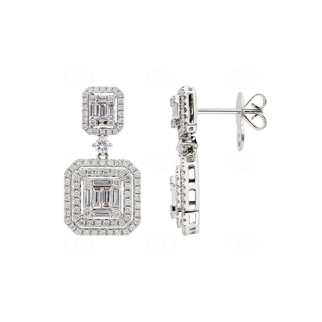 1.70 carats diamants boucles d'oreilles or gris 750/18 ct - OR-06078-WG