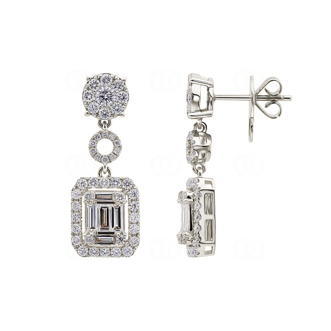 1.85ct Diamond Drop Earrings 750/18 K White Gold - OR-08004-WG