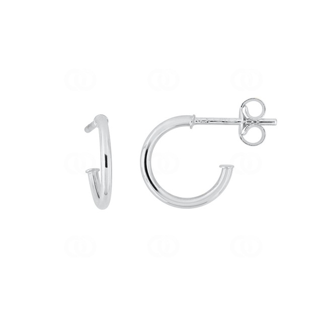 10mm Half Hoop Earrings 750/18 K White Gold 1.2mm - 2695.1G