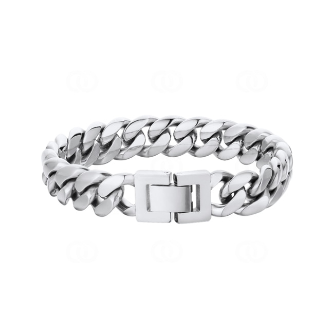 12mm Bracelet Cuban Link argenté 12mm Bracelet Cuban Link argenté - AR0015-S-12MM