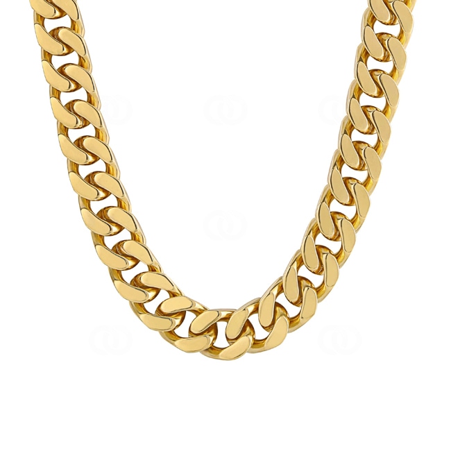 14mm Chaîne Cuban Link plaqué or jaune 14mm Chaîne Cuban Link plaqué or jaune - KE0057-G-14MM