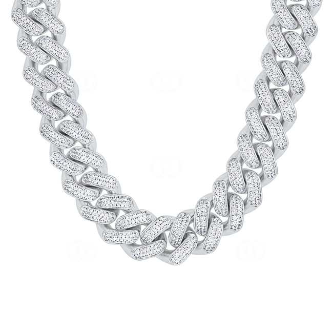 18mm Cuban Link Panzerkette Weiss vergoldet mit Zirkonia 18mm Cuban Link Panzerkette Weiss vergoldet mit Zirkonia - KE0002-S-18MM