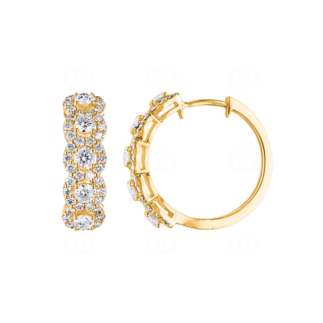 2.00ct Diamond Hoop Earrings 750/18 K Yellow Gold Ø 22mm - OR-69549-GG
