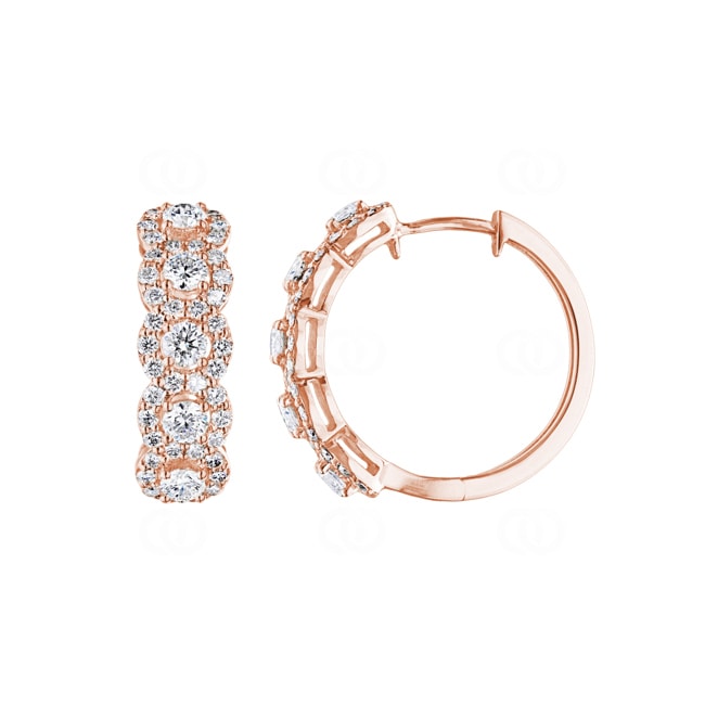 2.00ct Diamond Hoop Earrings 750/18 K Rose Gold Ø 22mm - OR-69549-RG