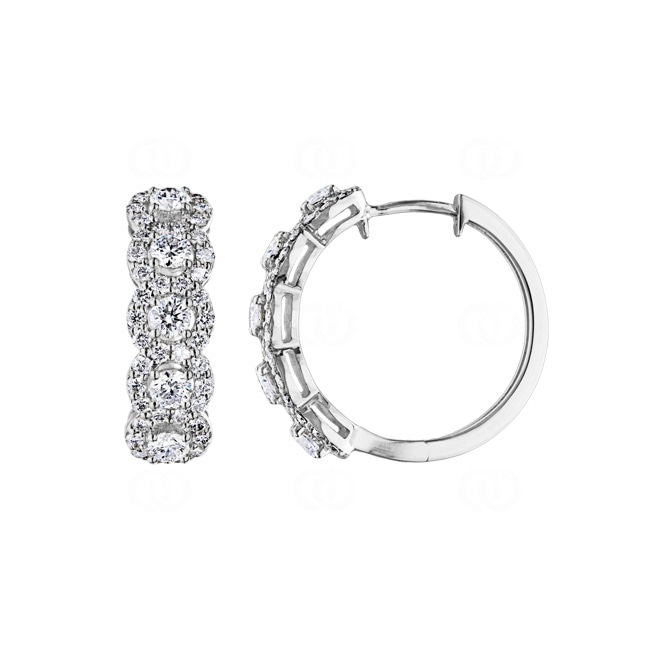 2.00ct Diamond Hoop Earrings 750/18 K White Gold Ø 22mm - OR-69549-WG