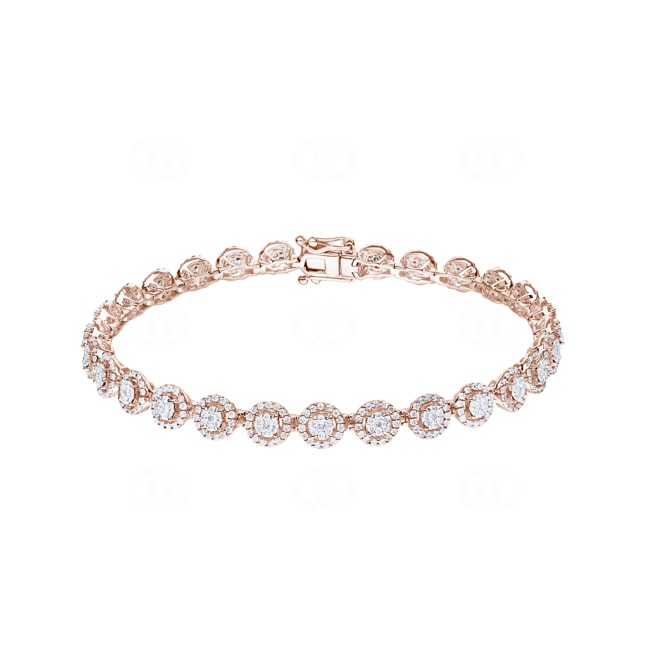 2.00 Karat Diamanten Halo Tennisarmband 750/18 K Roségold - AR-69565-RG