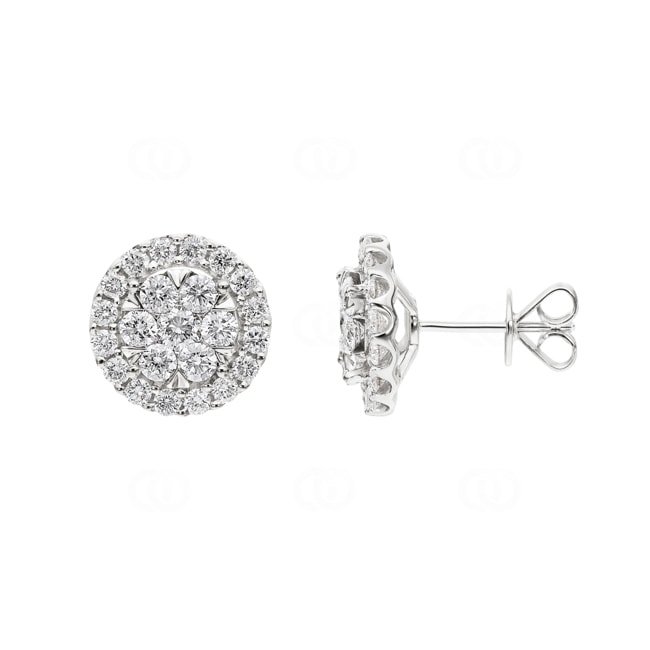 2.00 Karat Halo Diamantohrstecker 750/18 K Weissgold - OR-69576-WG