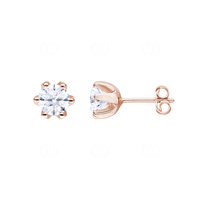 2.00 carats diamants GIA clous d'oreilles solitaire or rosé 750/18 ct en 6 griffes - CGOR002-0100-RG
