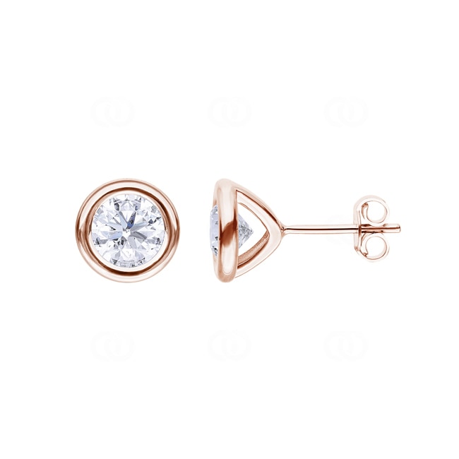 2.00 carats diamants GIA clous d'oreilles solitaire or rosé 750/18 ct serti clos - CGOR003-0100-RG