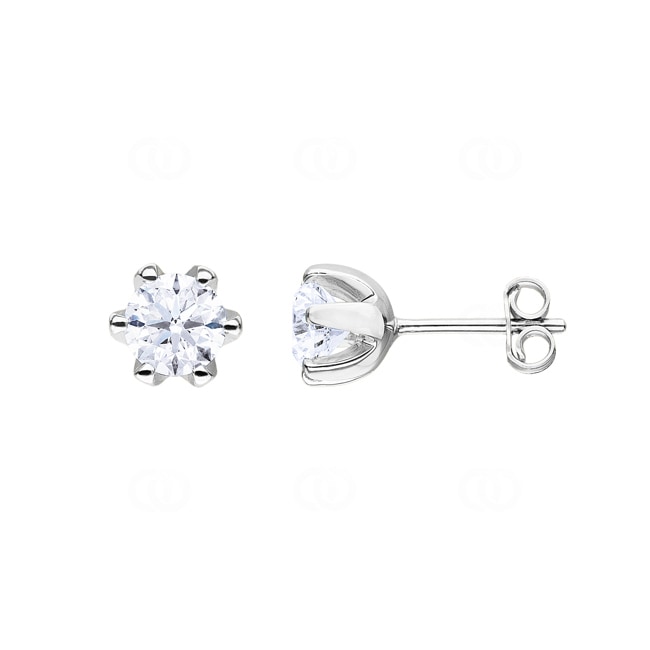 2.00ct GIA Diamond Solitaire Stud Earrings 750/18 K White Gold in 6 Prongs - CGOR002-0100-WG
