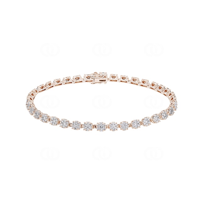 2.04 carats diamants bracelet rivière or rosé 750/18 ct - AR-69425-RG