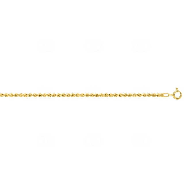 2.0mm Rope Bracelet Semi Solid 750/18 K Yellow Gold 2.0mm Rope Bracelet Semi Solid 750/18 K Yellow Gold - 610030.1A