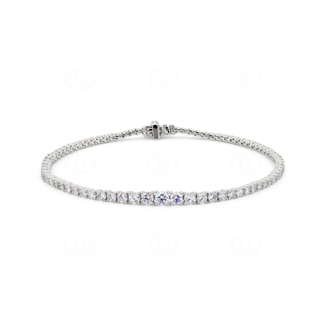 2.51ct Diamonds Gradient Tennis Bracelet 750/18 K White Gold - AR-73724-WG