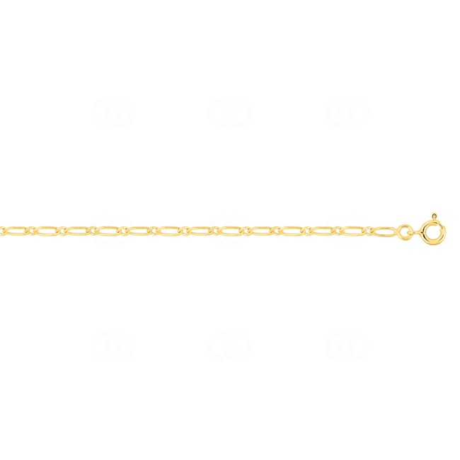 2.5mm Flat Figaro Bracelet 1+1 375/9 K Yellow Gold - 9K518.25A