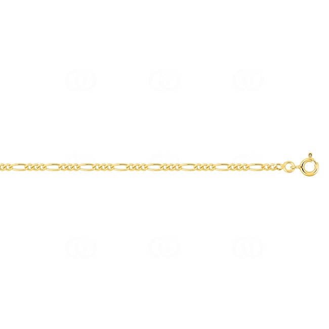 2.5mm Flat Figaro Bracelet 3+1 375/9 K Yellow Gold - 9K522.25A