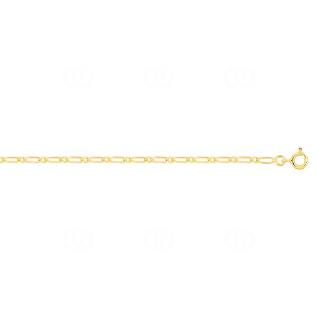 2.5mm Flat Figaro Chain 1+1 375/9 K Yellow Gold - 9K518.25