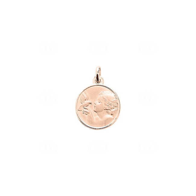 Pendentif or rosé 750/18 ct Ange gardien avec pigeon Ø 16mm - 20420R