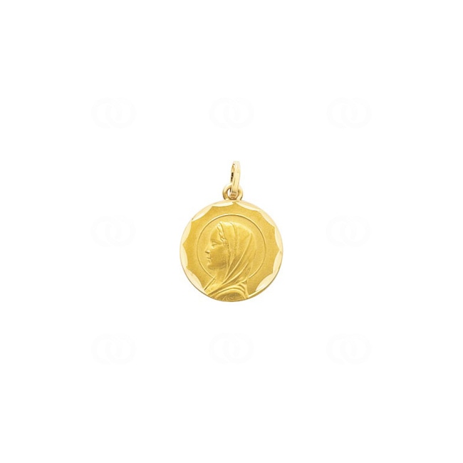 Pendant 750/18 K Yellow Gold Virgin Mary Ø 15mm - 20545