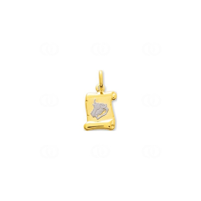 Pendentif or bicolore 750/18 ct 11x12mm, Signe du zodiaque Taureau - 23001G