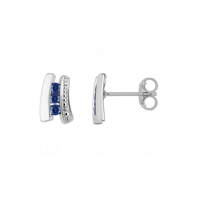 Clous d'oreilles or gris 750/18 ct avec saphir - 28GI06GS