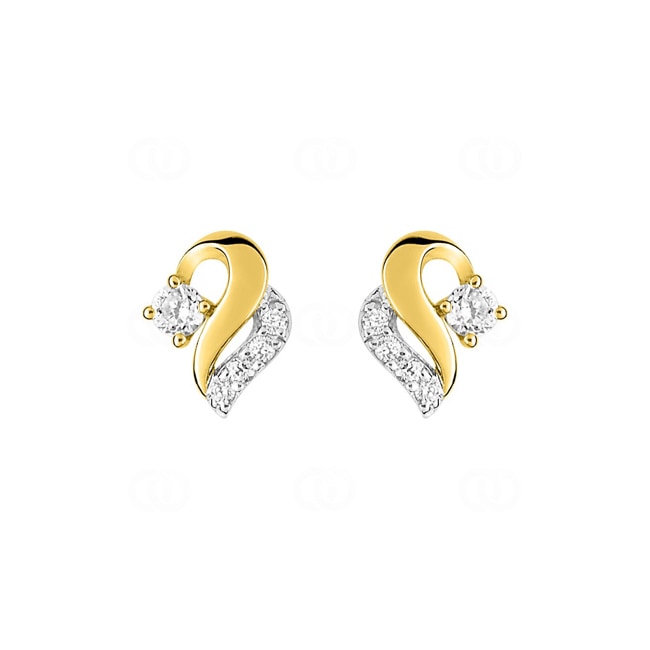 Ohrstecker 750/18 K Gelbgold bicolor mit Zirkonia - 28SH98BZ