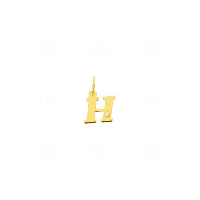 Pendentif or jaune 750/18 ct avec diamant 0.01ct., Lettre H Pendentif or jaune 750/18 ct avec diamant 0.01ct., Lettre H - 2950.2H