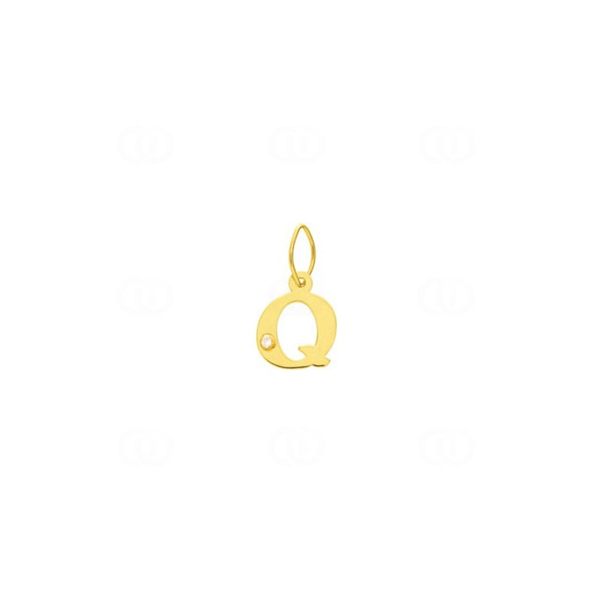 Pendentif or jaune 750/18 ct Lettre Q avec diamant 0.01ct. - 2950.2Q