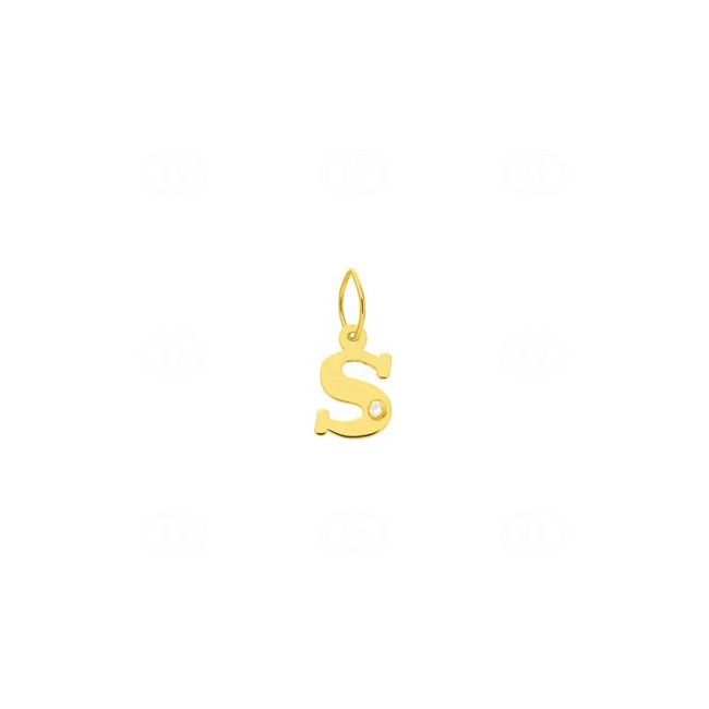 Pendant 750/18 K Yellow Gold Letter S with Diamond 0.01ct. - 2950.2S