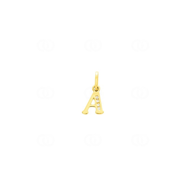 Pendentif or jaune 750/18 ct Lettre A avec zircones - 2960.1A